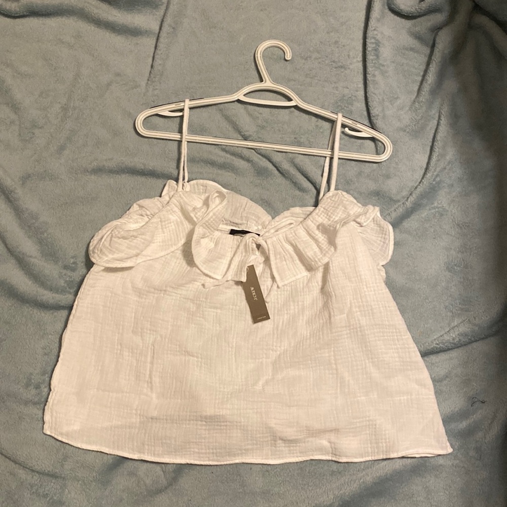 White Ruffle J Crew Cami